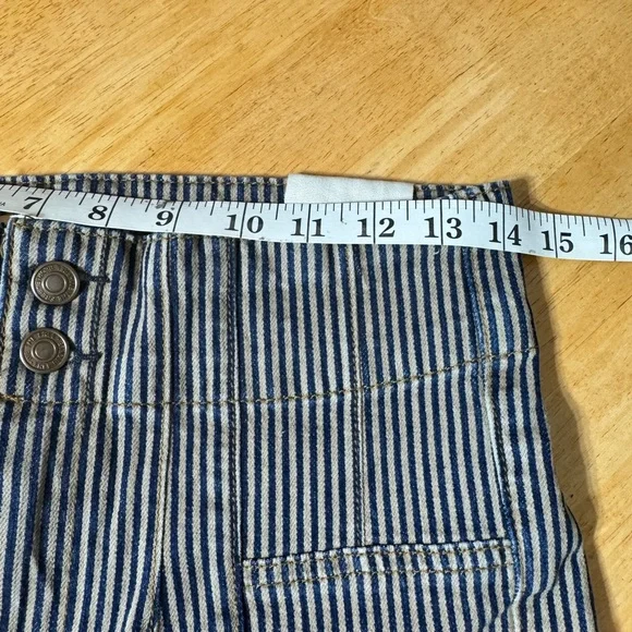 Free People Jayde Railroad Flare Jean in Train Car Stripe Front Pockets Size 29 - Picture 5 of 15